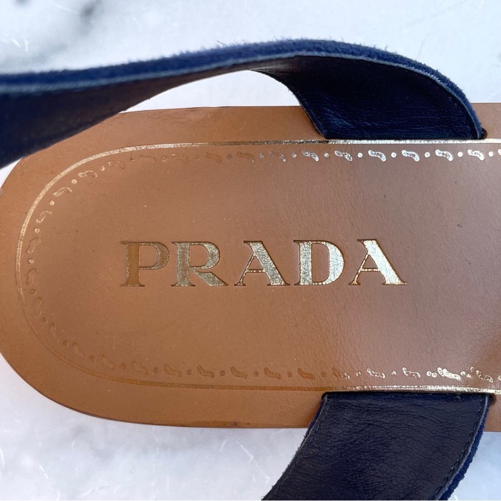Prada navy suede ankle-wrap sandal size IT 36.5 US 6.5 - Picture 10 of 14